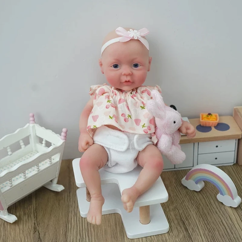 Miaio 7 بوصة نابض بالحياة سيليكون تولد من جديد دمية طفل صغيرة Preemie فتاة لينة الملمس لعبة مريحة لتخفيف التوتر