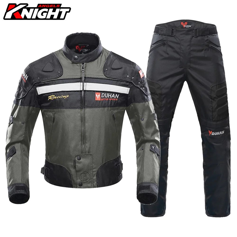 DUHAN Motorcycle Jacket Pants Suit Waterproof Racing Jacket Protective Motocross Removable Lining Four Seasons Motorcycle Jacket