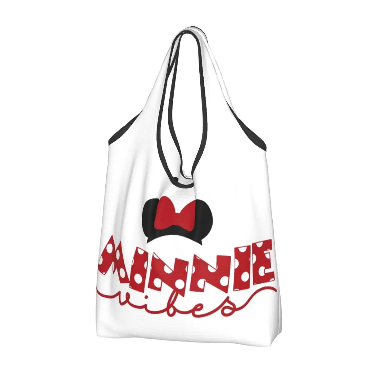 Minnie Mouse Bow Tie Grocery Bag Large Recycle Foldable Cartoon Mickey Shopping Eco Bag Lightweight