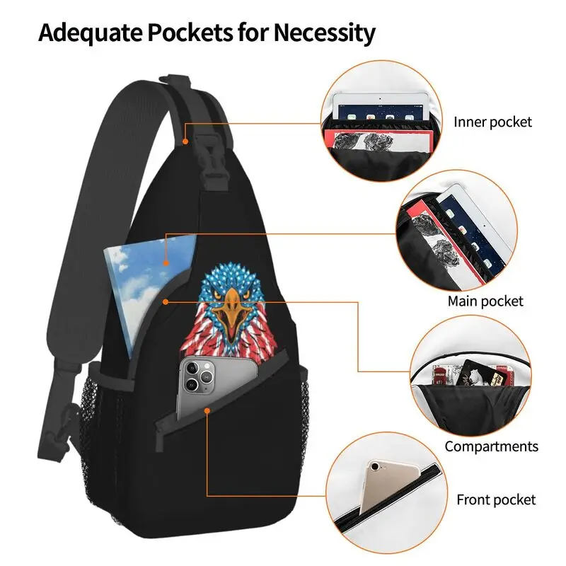 Mochila de viaje personalizada con bandera de Estados Unidos para hombre, bolso de hombro fresco, bandolera de pecho, mochila de día