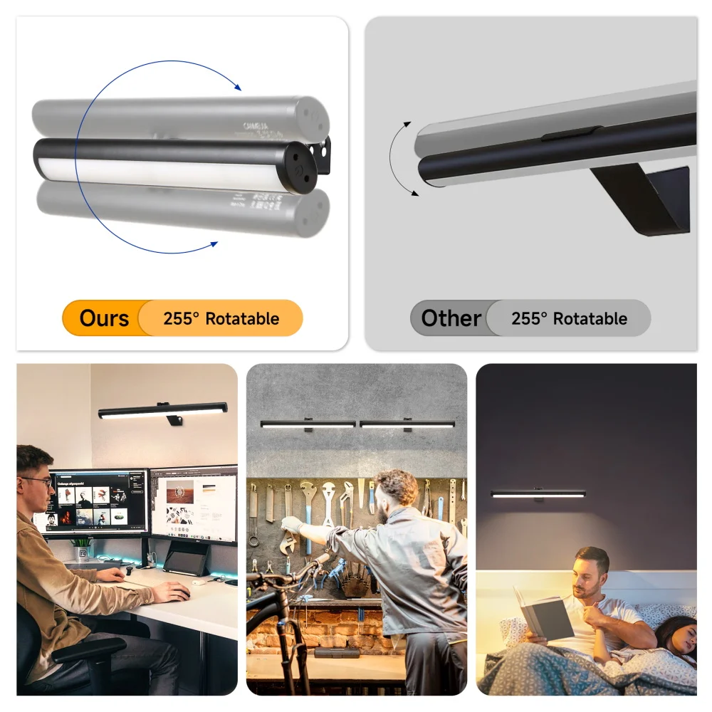 Projecteur LED Sans Fil Rechargeable Avec Télécommande - Rotatif 350° - 3 Températures Couleur