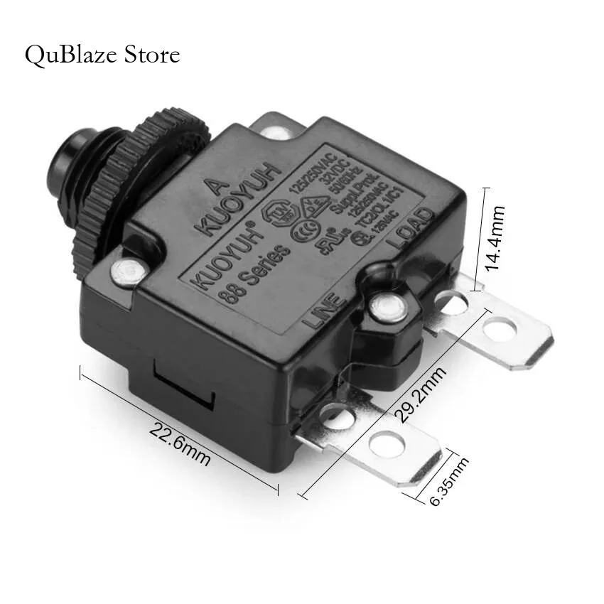 3 Sets Kuoyuh 88 Series 11A Plastic Nut Resettable Thermal Motor Protection Circuit Breaker