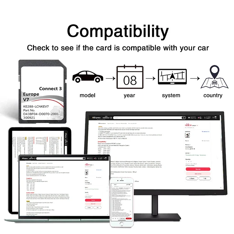 Connect 3 V7 2022 Sat Nav Map Update SD Card Note X-Trail Micra Qashqai for Nissan