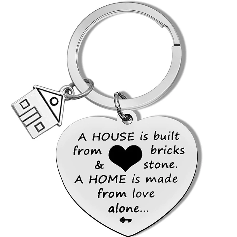 Housewarming Present New Home Gifts, A home is made from love Keyring Keychain New Home Keychain for Family and Friends Neighbor