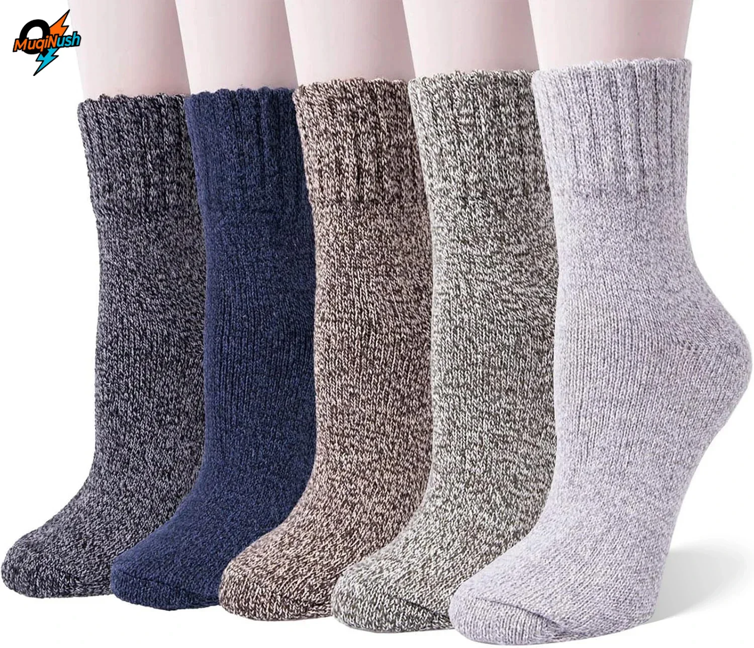 

MuqiNush 5 Pairs Socks for Women Gifts Winter Warm Thick Knit Cabin Cozy Crew Comfortablet and Soft Socks Hiking Athletic