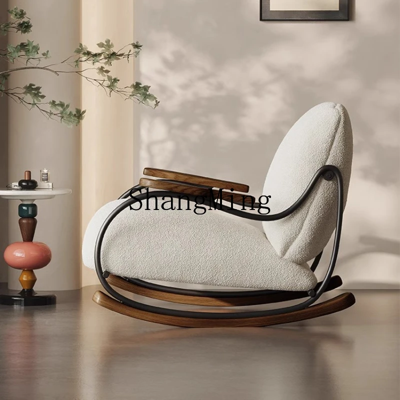 

HJ new antique rocking chair retro style living room sofa single balcony home leisure recliner