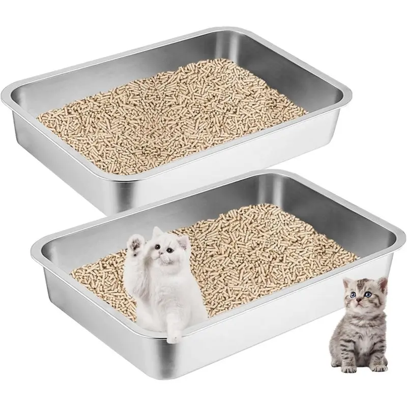 worthown-2-pack-stainless-steel-cat-litter-box-157-x118-x28