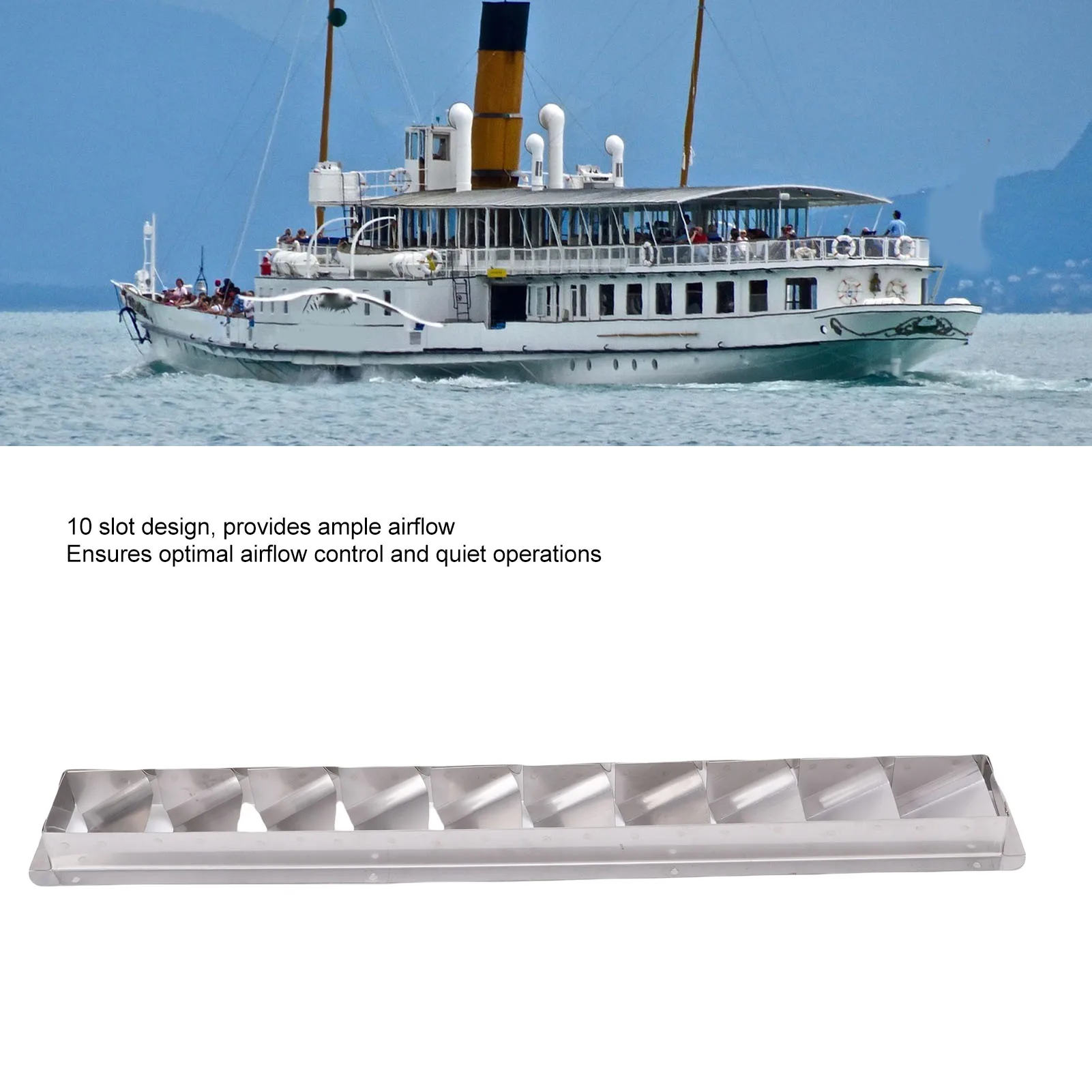 10 Slots Boat Louvered Vent Marine Stainless Steel Vent High Strength Mirror Polished Improved Airflow Control for Ships Yacht
