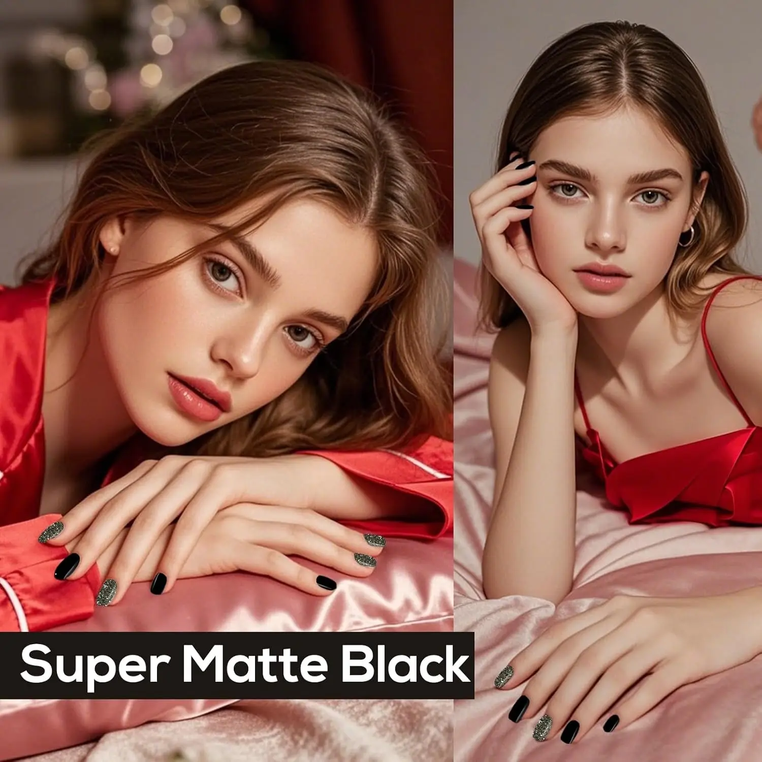 Semi Cured Gel Nail Strips 20PCS, UV/LED Required, Long Lasting DIY Manicure Kit, Salon Quality, Trendy Black Designs