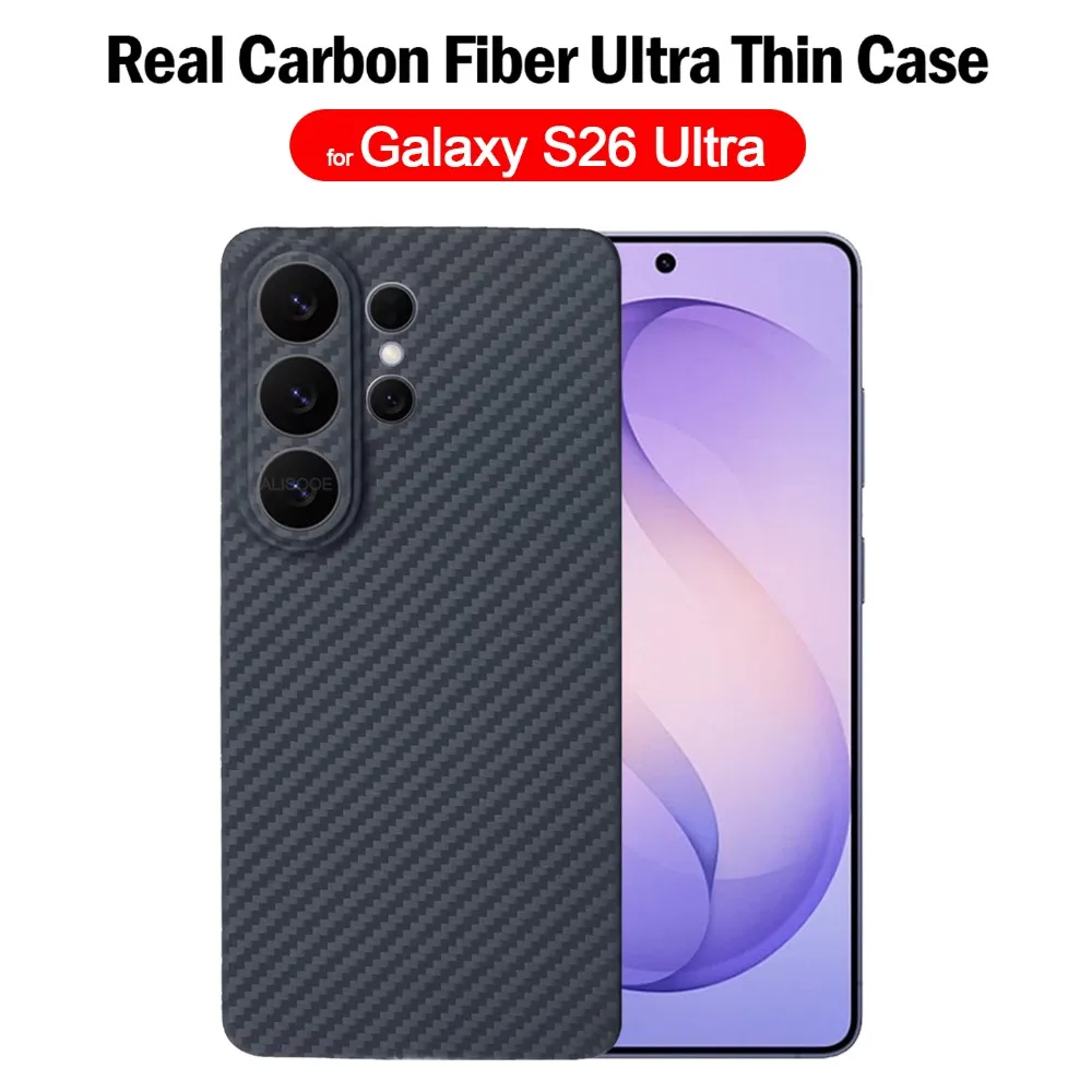 Real Carbon Fiber Funda for Samsung Galaxy S26 Ultra Case Ultra Thin Aramid Fiber Matte Hard Cover Protection Capa