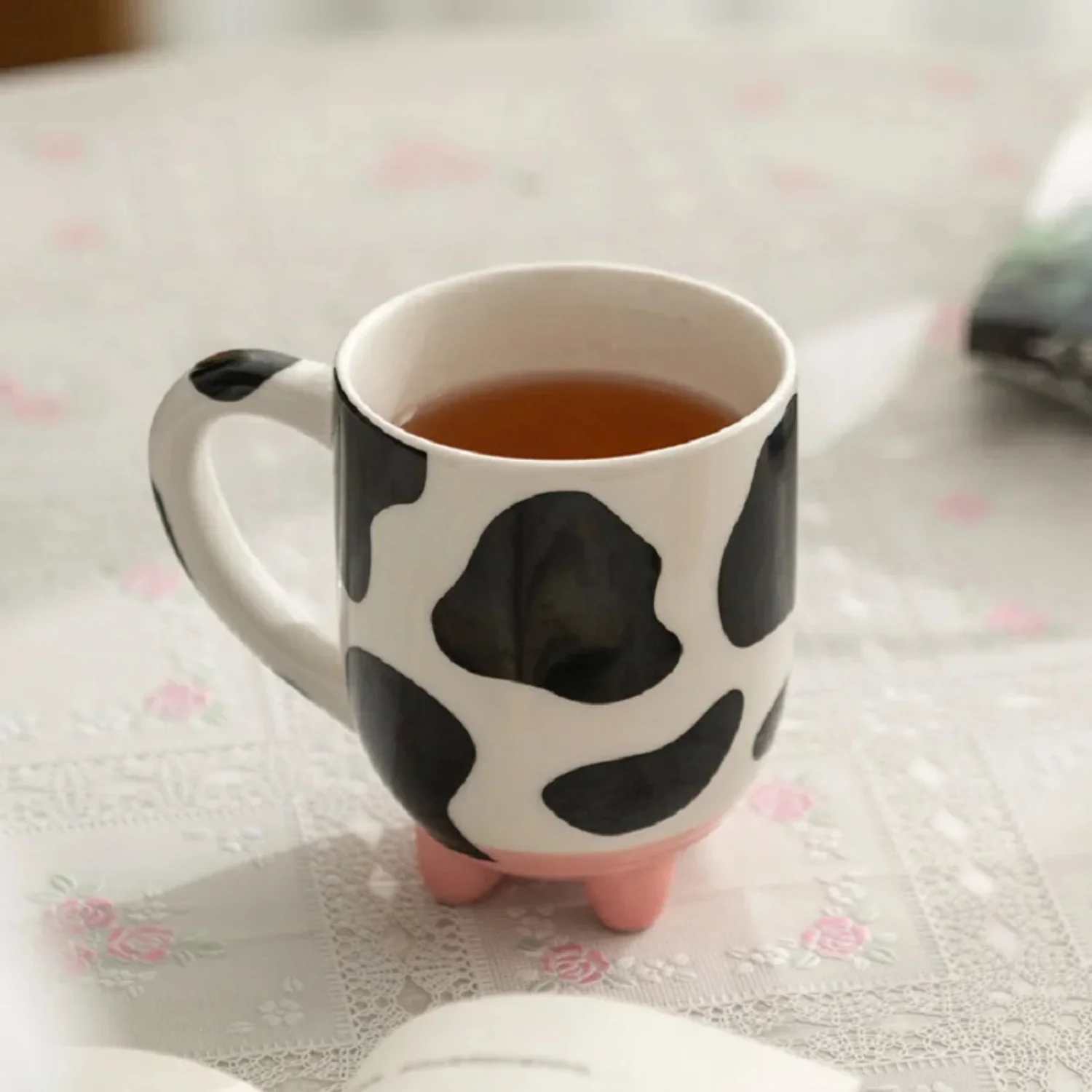 1pc 500ml/17oz Funny Cow Print Coffee Mug, Ceramic Coffee Cup, Water Cup, Summer Winter Drinkware, Gift