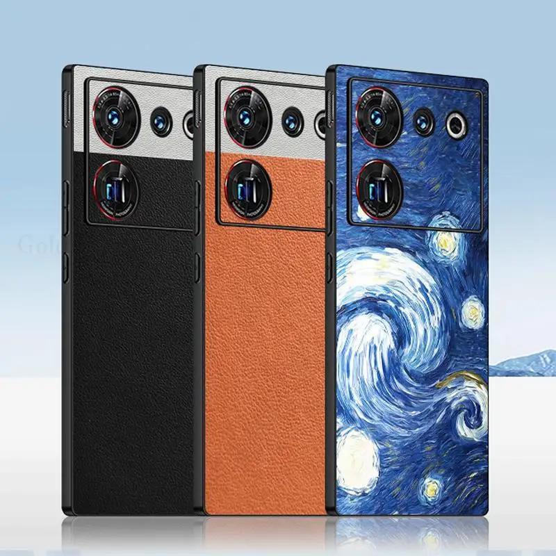 For ZTE nubia Z60 Ultra Starry Night Leather Phone Case For Nubia Z50S Pro Soft Silicone Bumper Splice Cover For nubia Z50 Ultra