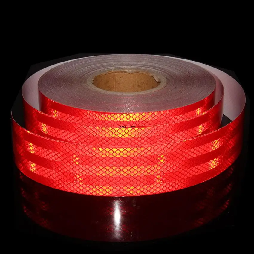 5CM*10M Red Micro Prismatic Sheeting Reflective Tape Waterproof Adhesive Reflectors Sticker For Motorcycle Trailer Tractor Truck