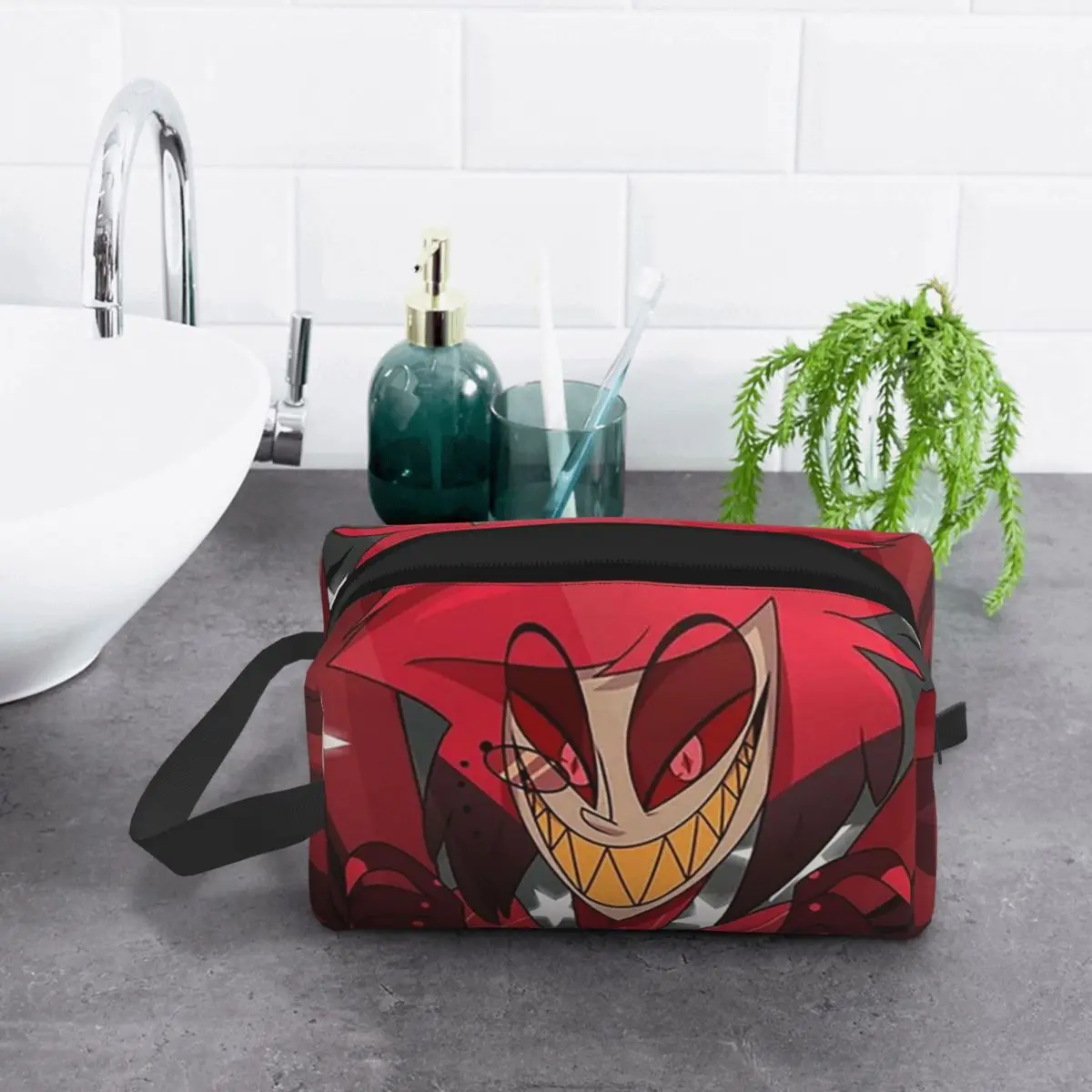 

Alastor The Show Begins Makeup Bag Cosmetic Organizer Storage Dopp Kit Toiletry Cosmetic Bag for Women Beauty Travel Pencil Case