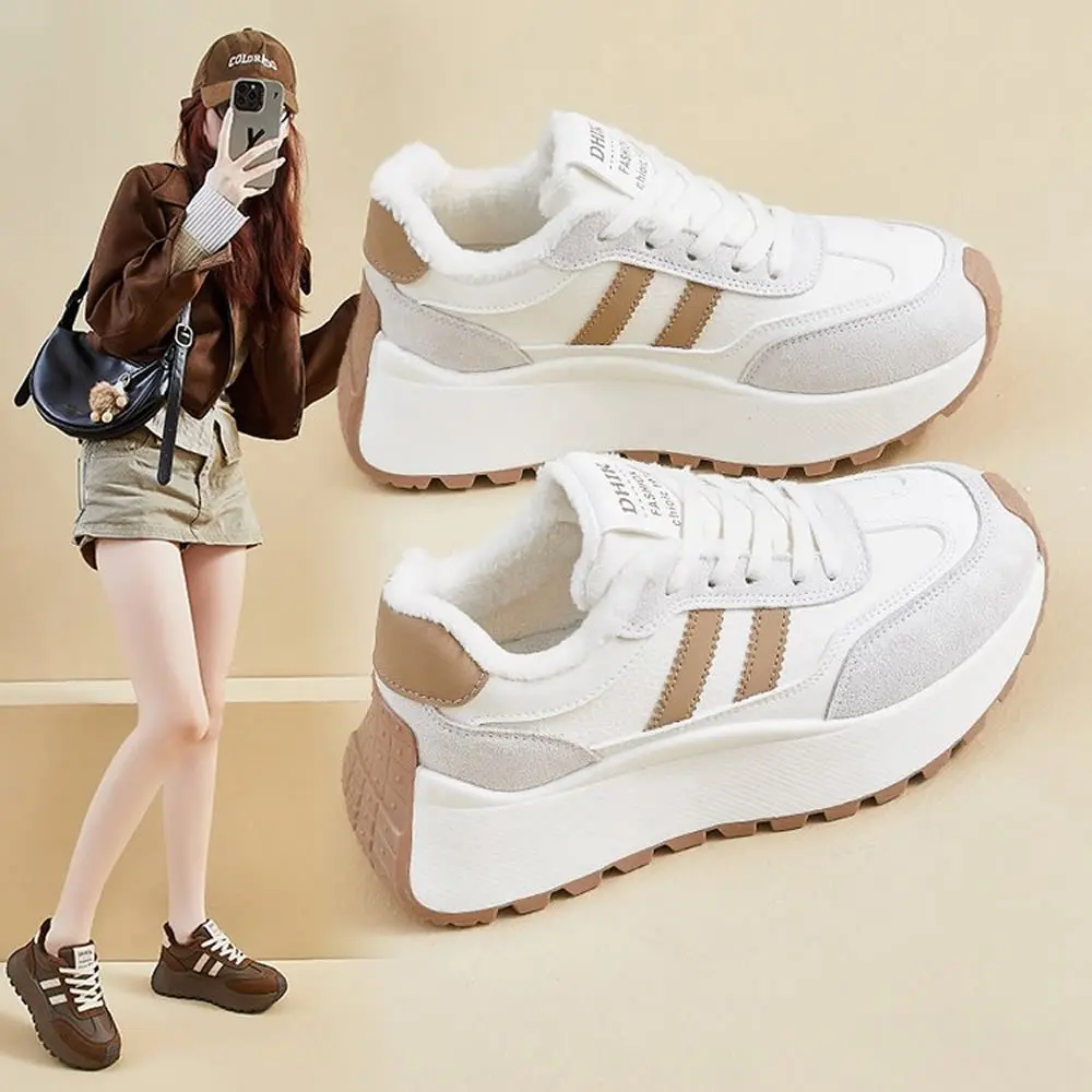 جديد 2025 لربيع وصيف وخريف ثي بوت كعب زيادة المرأة عادية oes سطح الجلود الربط Sports oes طالب