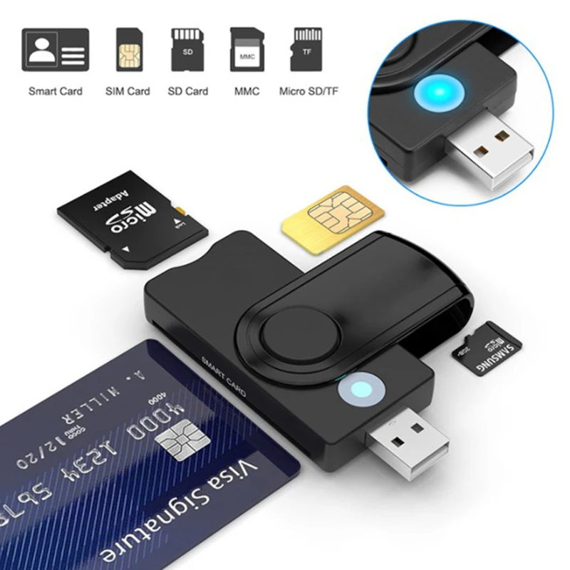 UTHAI X02 USB SIM Smart Card Reader für Bankkarte CAC ID SIM SD TF/Micro SD