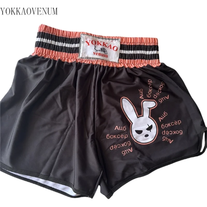 YOKKAOVEUM boxing shorts combat training fitness men's quick drying shorts gym Muay Thai sports shorts