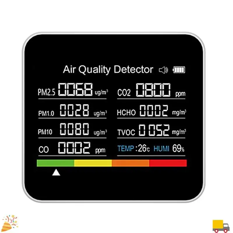 A32HOT-1Pcs Carbon Dioxide Detector TVOC HCHO PM2.5 PM1.0 PM10 Temperature Humidity Detection