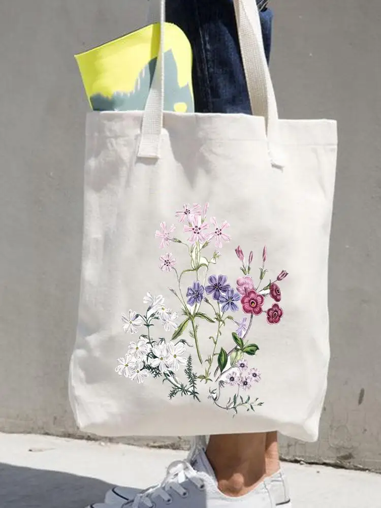 Women Print Shopper Casual Shopping Handbags Female Shoulder Fashion 90s Style Flower Floral Girls Graphic Canvas Tote Bag