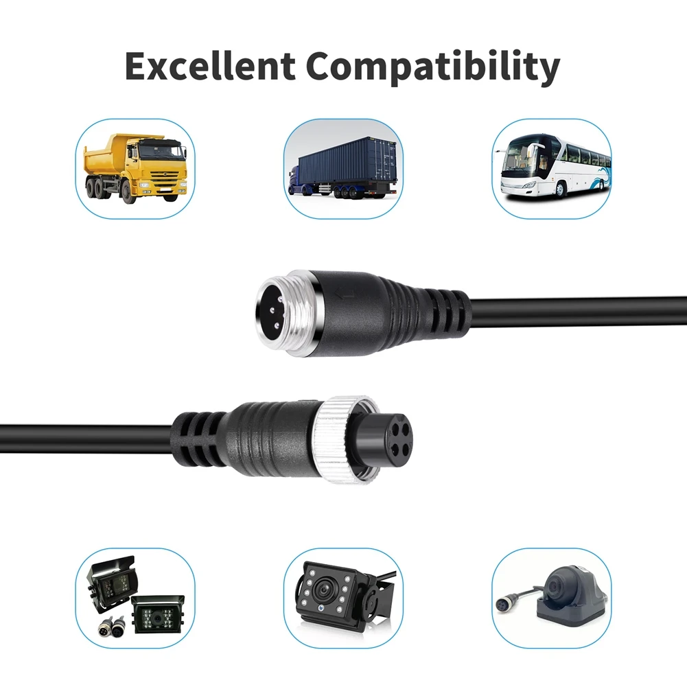 Video Camera Cable For Rear View Camera And Monitor,4Pin Aviation Extension Cable Extension Wire For Car Truck RV-A02Q