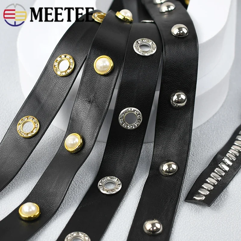 5/10/20M 10-20mm PU Leather Ribbon Punk Rivet Bag Strap Bracelet Cord Garment Hat Belt Decor Band Necklace DIY Sewing Accessory