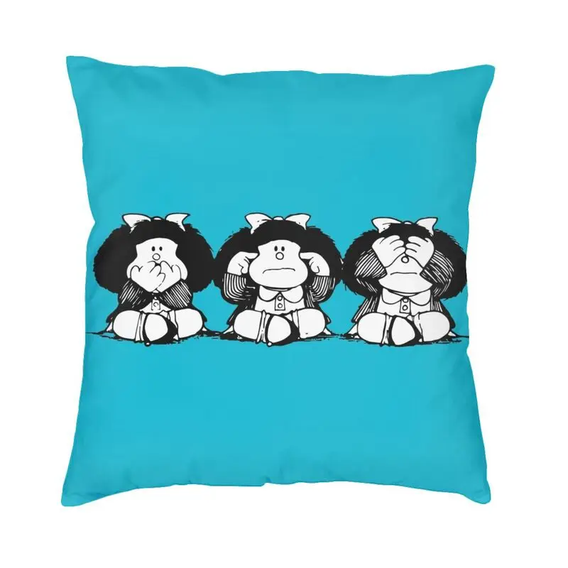 Fashion Humor Mafalda Throw Pillow Case Home Decor Custom Square Quino Cartoon Manga Cushion Cover 45x45 Pillowcover for Sofa