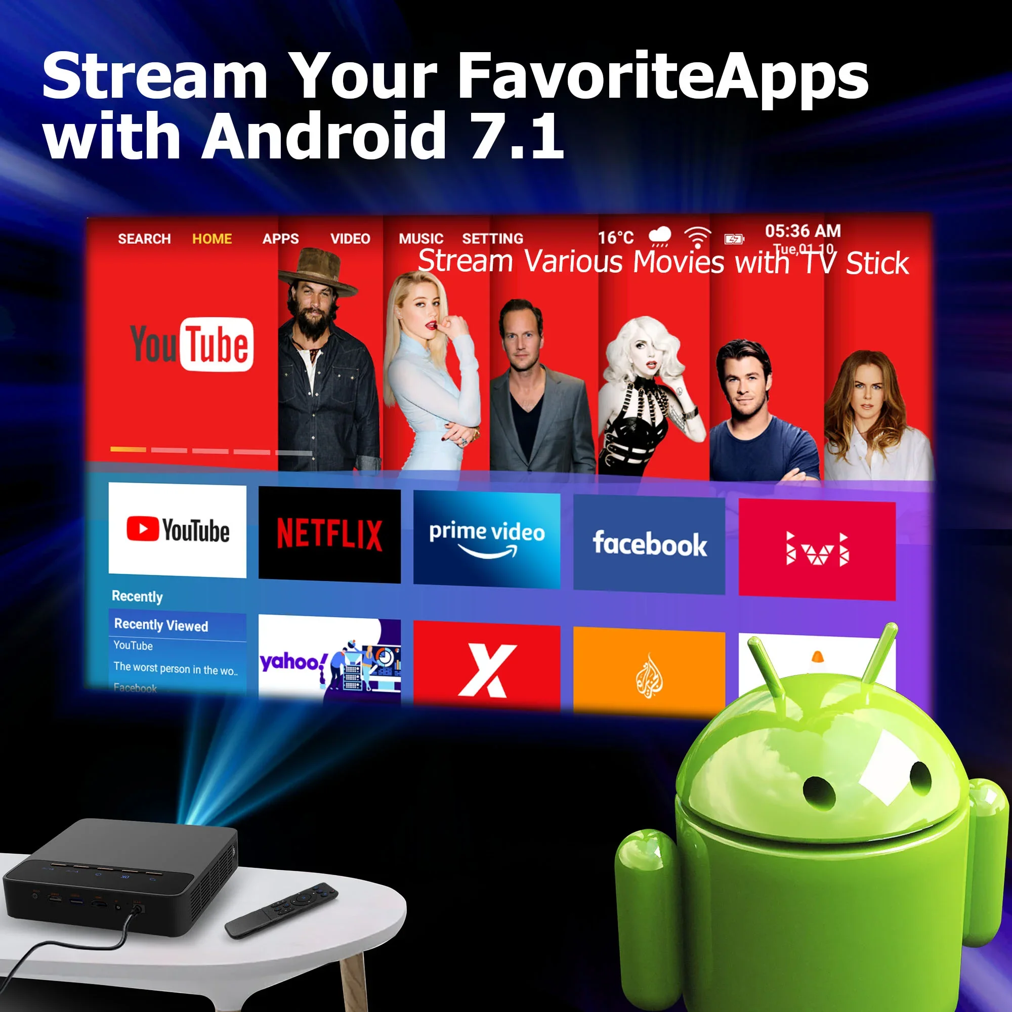 Full HD LCOS 4K Android Compatible Smart Phone Mini Black Projector WIFI Bluetooth Native 1080P Portable Outdoor Movie