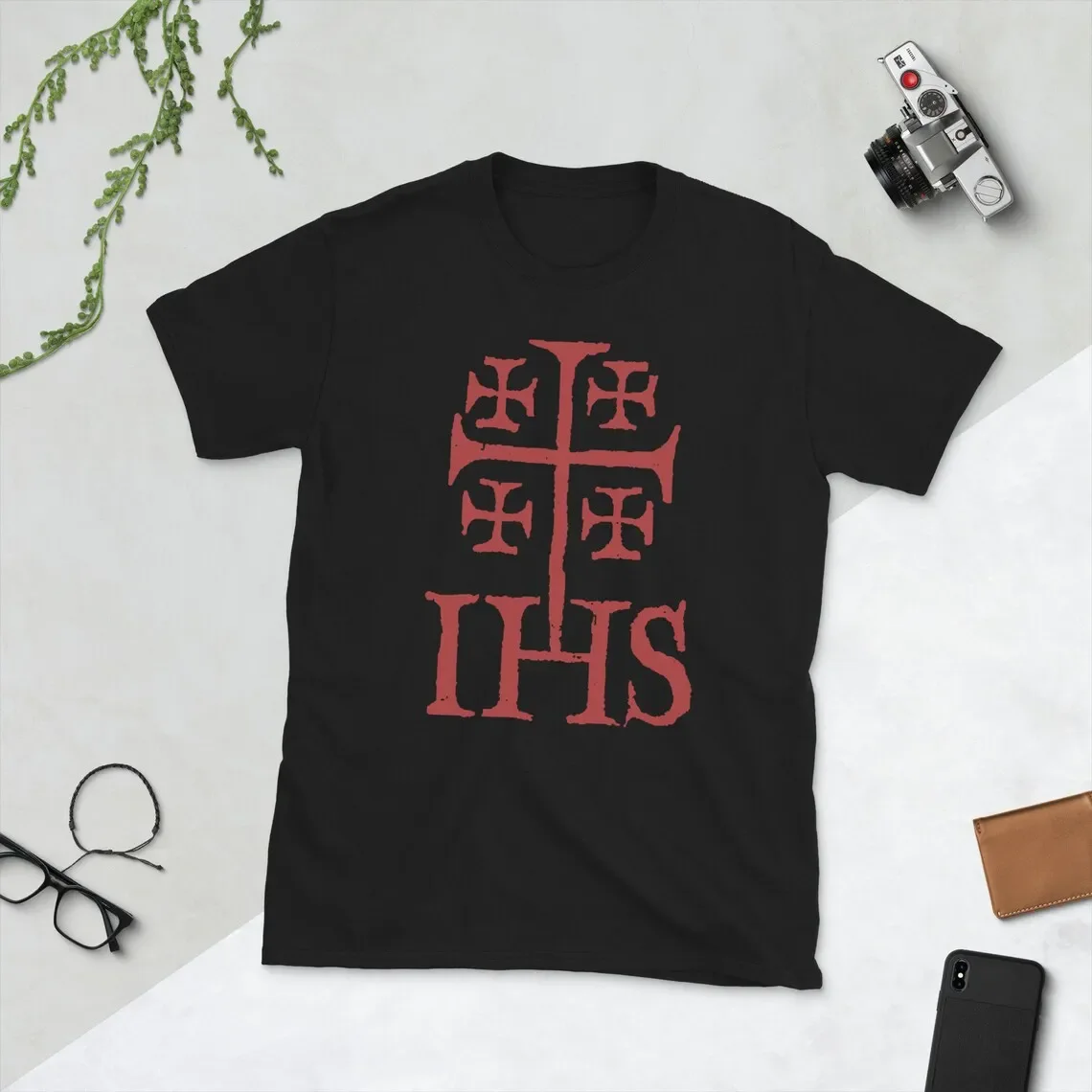 Jerusalem Cross IHS Catholic Knights Templar T-Shirt 100% Cotton O-Neck Summer Short Sleeve Casual Mens T-shirt Size S-3XL