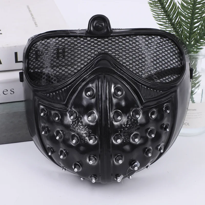 Black Steampunk Punk Mask Unisex Rock Biker Gothic Plastic Rivet Half-face Mask Masquerade for Cosplay Party Supplies