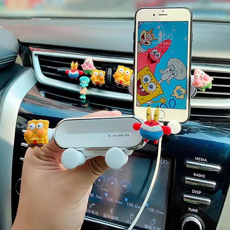

SpongeBob SquarePants Car Phone Holder Cute Vehicle Mount Adjustable Dashboard Air Vent Phone Stand for Car Navigation Universal