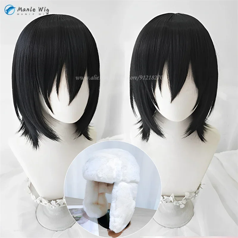 Anime Fyodor Dostoevsky Cosplay Wig Short Black Fyodor D Dostoevsky Wig Heat Resistant Synthetic Hair Party Wigs + Wig Cap