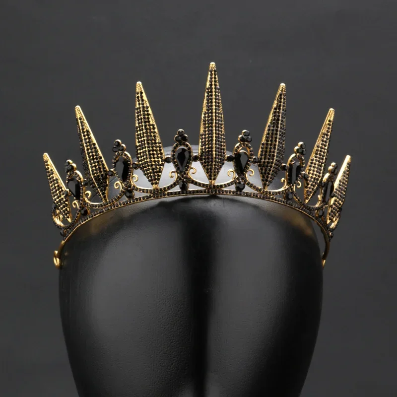 女性のためのゴシッククラウンティアラ,黒の女王のティアラと王冠,魔女の衣装,結婚式のためのパーティーアクセサリー,ハロウィーンのプロム