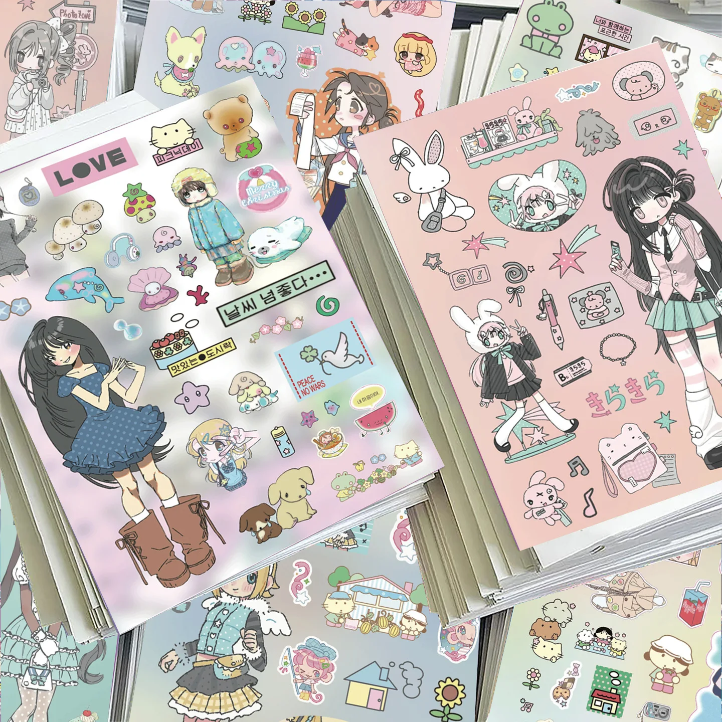 8Pcs Korean Cute Girl Sticker Paper Journal DIY Decor