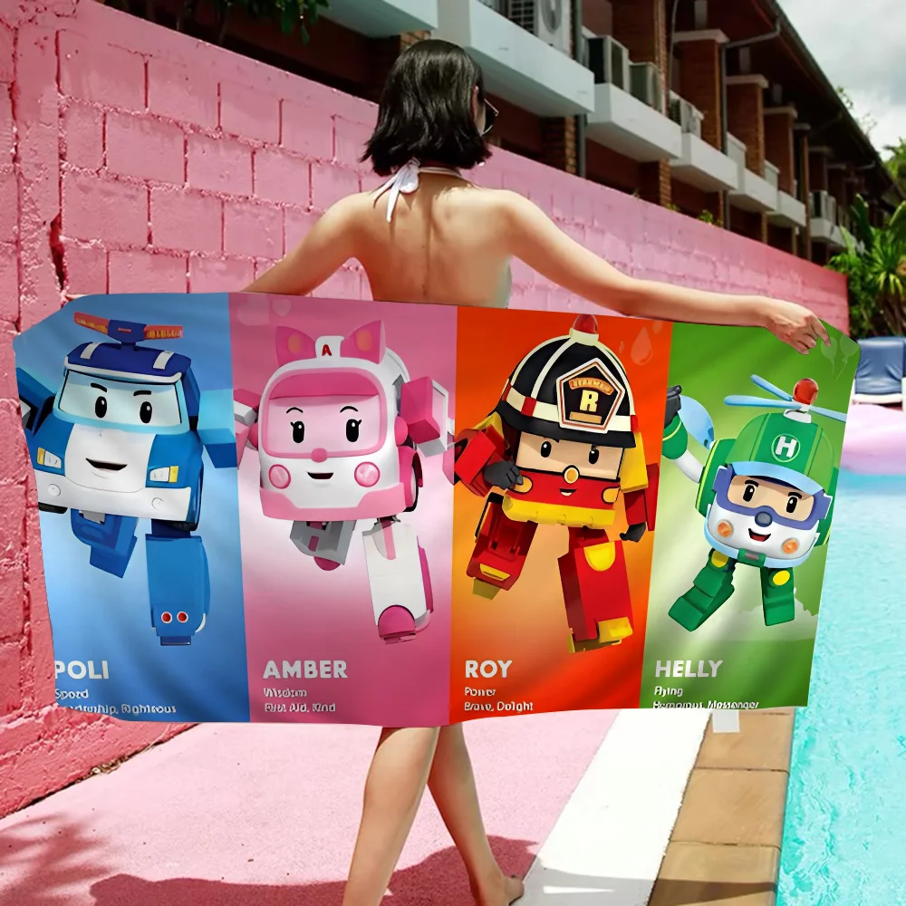 Robocar Polis Towel Microfiber Beach Towel Absorbent Quick dry Soft Yoga Swimming Resort Mountain Climbing Towel