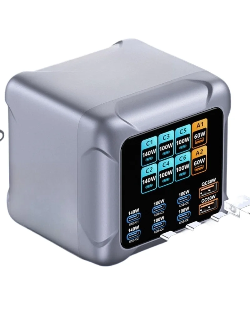 420W Gallium Nitride Desktop Charging Station Multi-port Charger Screen Display USBTYPEC PD3.1 140W Fast Charge