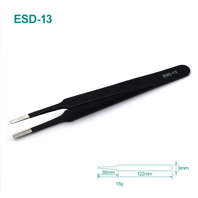 ESD แหนบป้องกันไฟฟ้าสถิตย์สำหรับ soldering SMD Electronics ชุดเหล็กแหนบสำหรับซ่อมโทรศัพท์รวม 6 pcs ต่างๆขนาด