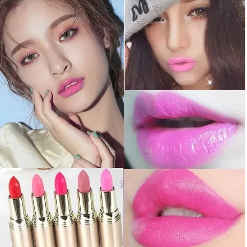 10 Colors Pink Lipstick Waterproof Matte 24 Hours Long Lasting Non-Stick Cup Red Rose Lip Tint Velvet Cosmetic Women Make Up