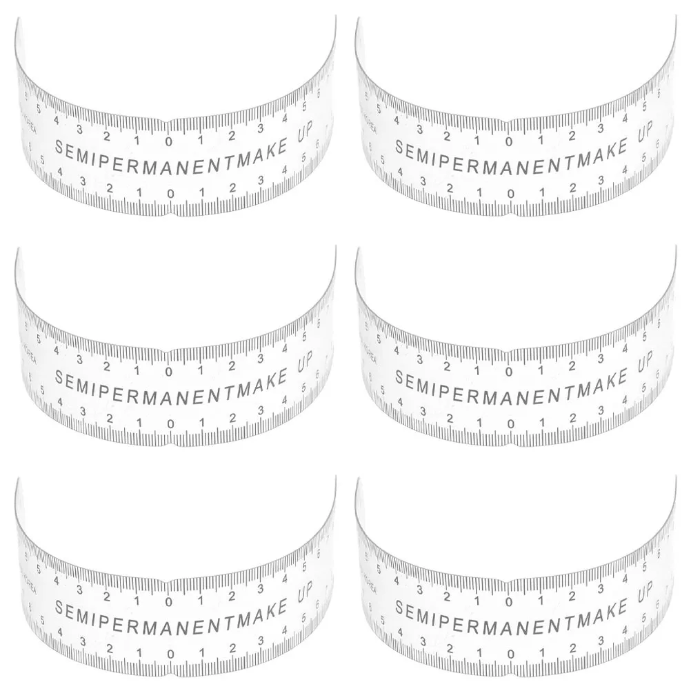6 pezzi flessibile trasparente sopracciglio righello PVC sopracciglio tatuaggio forniture mappatura strumento di misurazione trucco uso sopracciglio adesivo righello