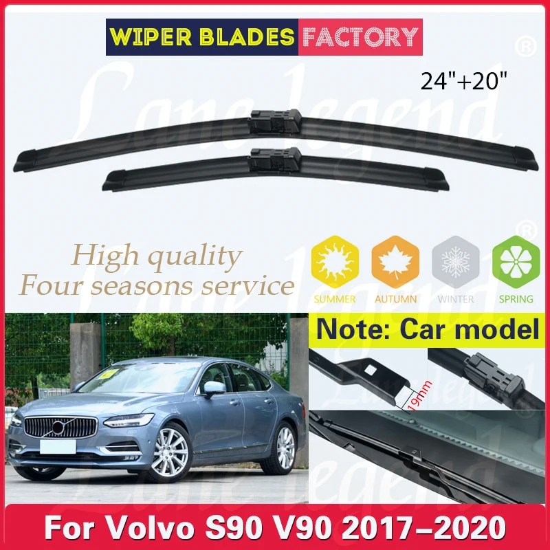 

For VOLVO S90 V90 2017 - 2020 T4 T5 T6 T8 D3 D4 AWD Car Wiper Blade Windscreen Windshield Rubber Rain Brush Car Accessories