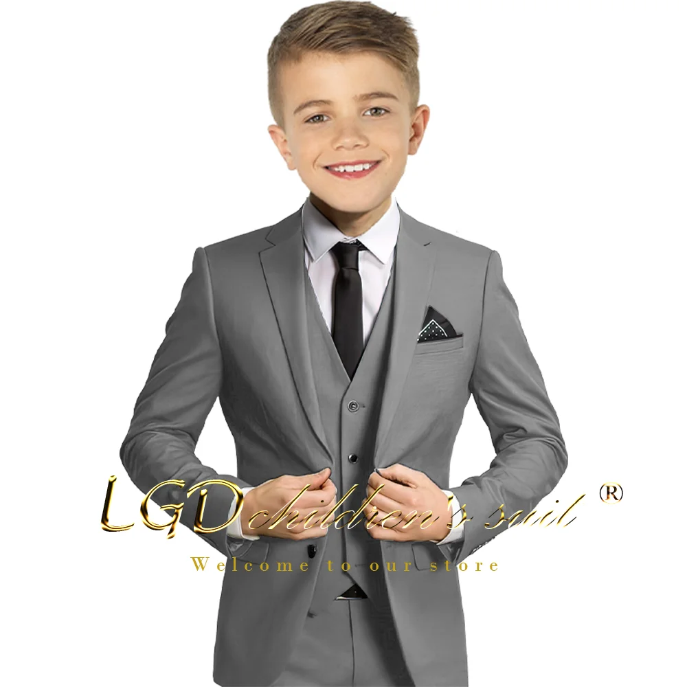 Boys formal children\'s suit classic 3-piece navy suit (jacket + trousers + vest) customized suit suit for boys aged 2-16