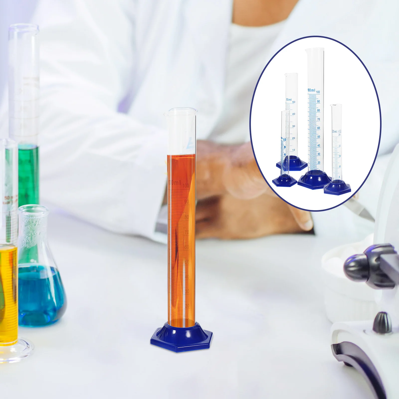 

Graduated Measuring Container Cylinder Cleaning Brush Beaker Cups Glass Cylinders