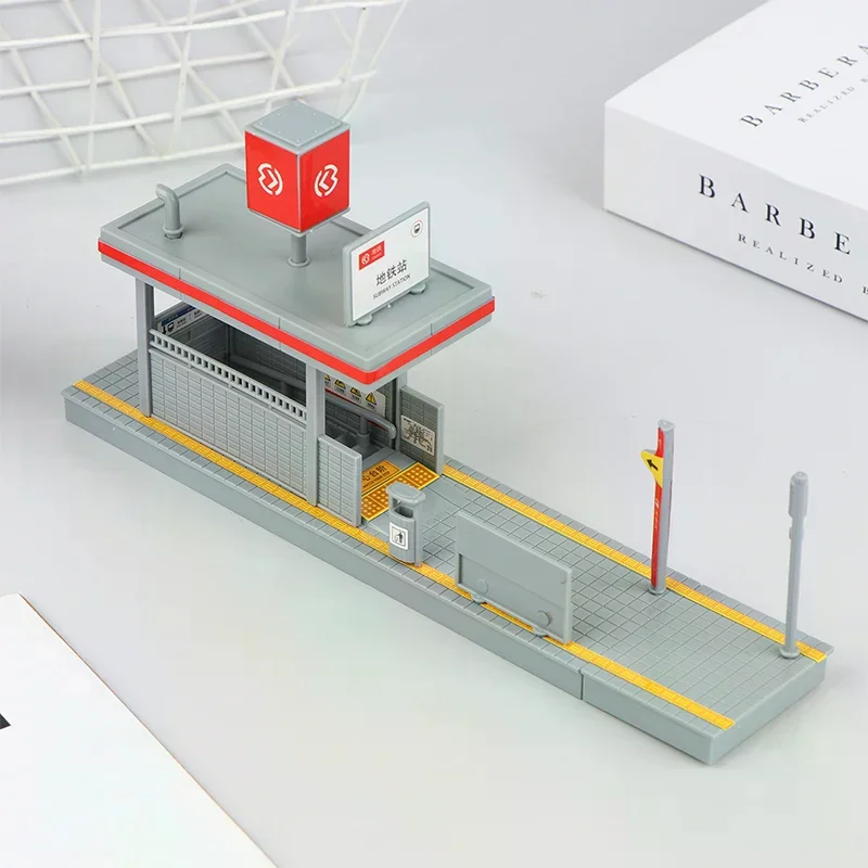 1:64 스케일 지하철역 디오라마 모델 건축 장면 키트 DIY 조립식 디오라마 모래 테이블 레이아웃 장식