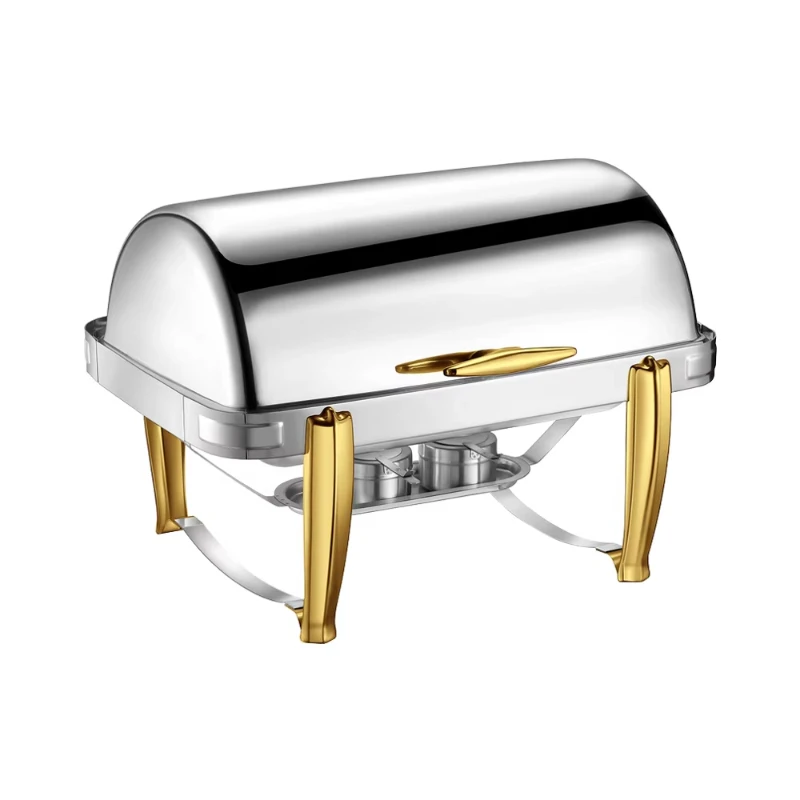 Horno de buffet con pie de cordero, acero inoxidable, chapado en oro, diseño único