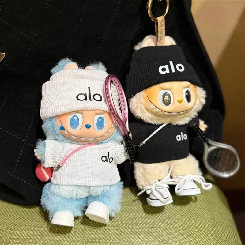 Applicabile a15 17 cm Labubu Mini bambola abbigliamento fai da te con set sportivo da tennis maglione vestiti lavorati a maglia accessori pendenti abbigliamento