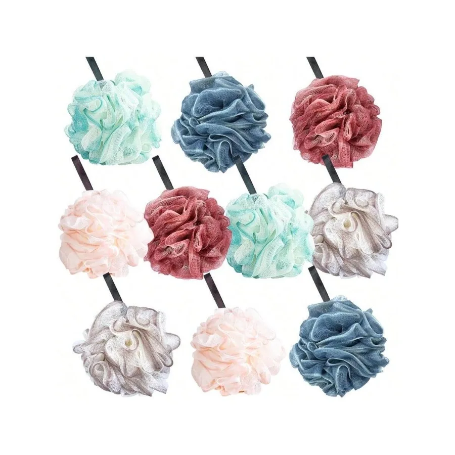 

【New style】10 Pack Loofah Bath Sponge Luffa, Exfoliating Shower Pouf Balls For Women, Men, Scrubber Cleaning Loofah Bathing Acc