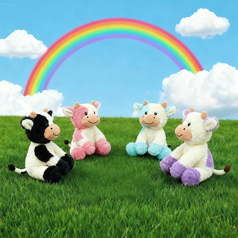 25 سنتيمتر لطيف وملون العجل الصغير ألعاب من نسيج مخملي دمية محشوة ناعمة على شكل حيوان لتزيين غرفة النوم عيد الميلاد هدية عيد ميلاد للأطفال