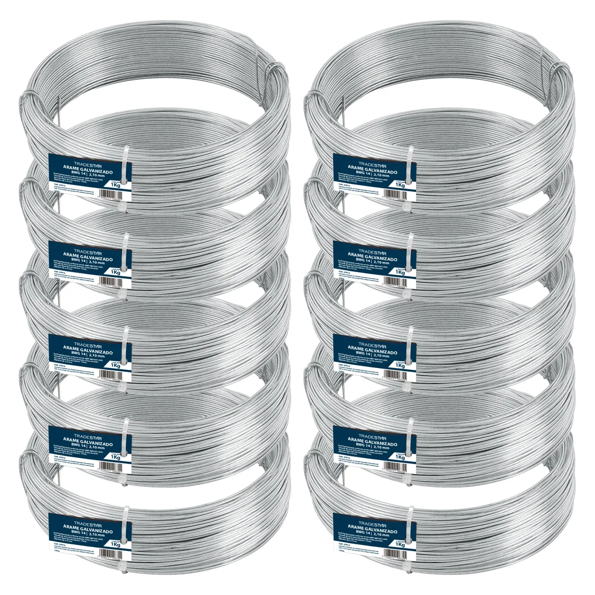 Kit C/10 Galvanized Wire No. 14 Bwg 14 2,10MM Flat Wire 1kg