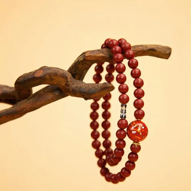 Fengshui Chinese Style Good Luck 8mm Double Layer Handmade Ancient Craft Incense Beads Bracelet Blessing Wealth Attracting Praye