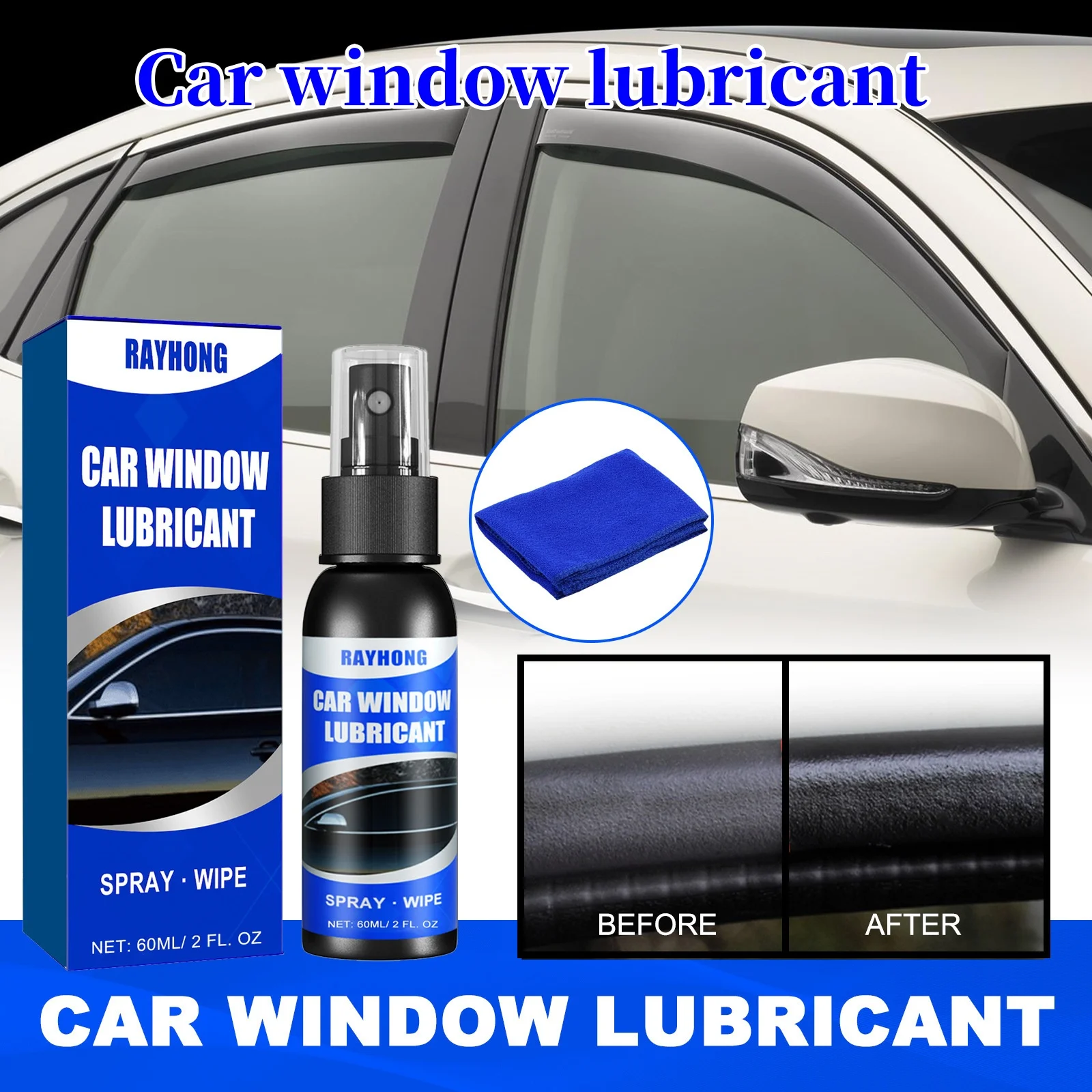 

60ml Car Window Lubricant Rubber Door Rubber Strip Car Softening Maintenance Eliminates Noise Universal Car Products Repair Tool