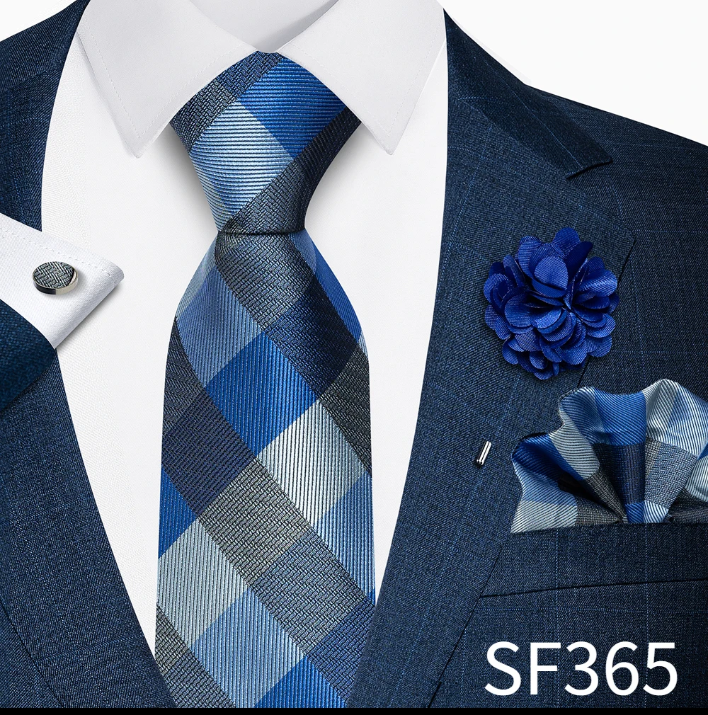 Großhandel Mode 8 cm Krawatte Taschentuch Manschettenknopf Pin Set Männer Krawatte Lila Paisley Anzug Zubehör Fit Hochzeit Geburtstag Geschenk – Detail 18